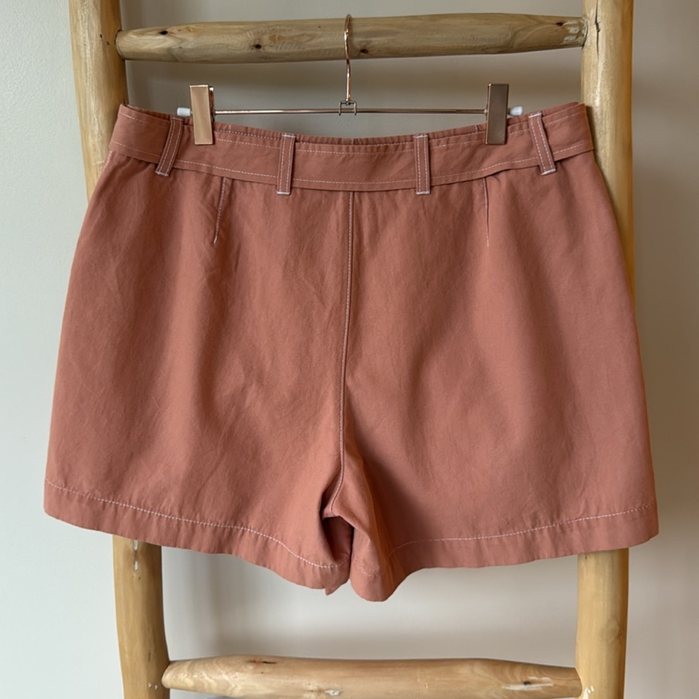 Lilla P Neutral Casual Bronze Cotton Canvas Tie Belt Shorts 6 - Picture 6 of 11